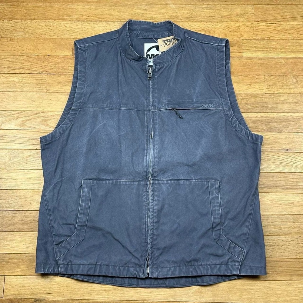 Utility style slate grey canvas vest